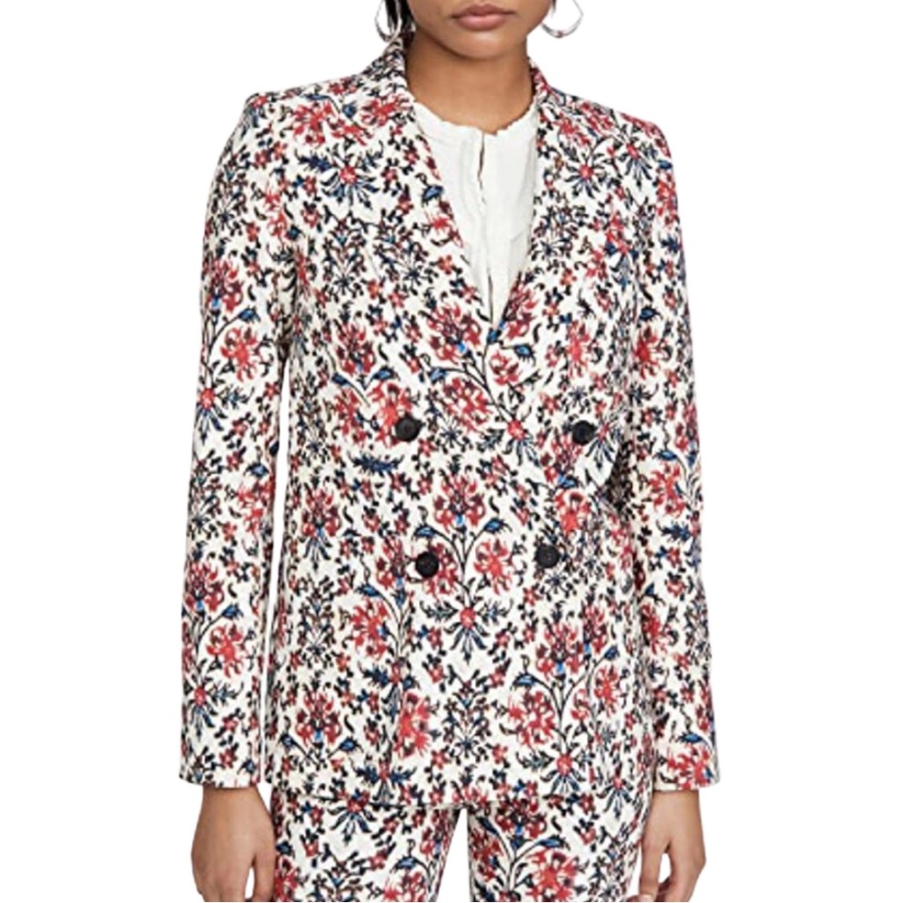 ISABEL MARANT LENALIA FLORAL PRINT JACKET RED SIZE 36 US 6